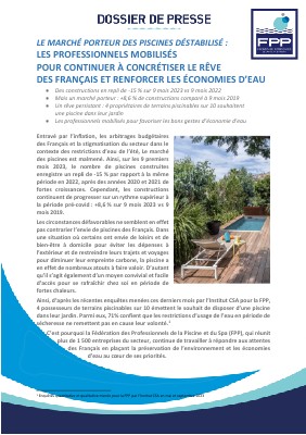 Dossiers de presse - La Fédération des Professionnels de la Piscine et ...