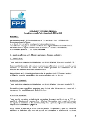 Statuts de la FPP - La Fédération des Professionnels de la Piscine et ...