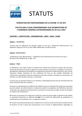 Statuts de la FPP - La Fédération des Professionnels de la Piscine et ...