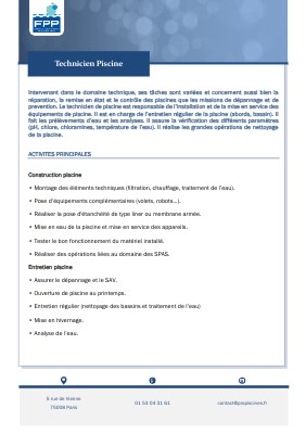 Les métiers de la piscine - La Fédération des Professionnels de la ...